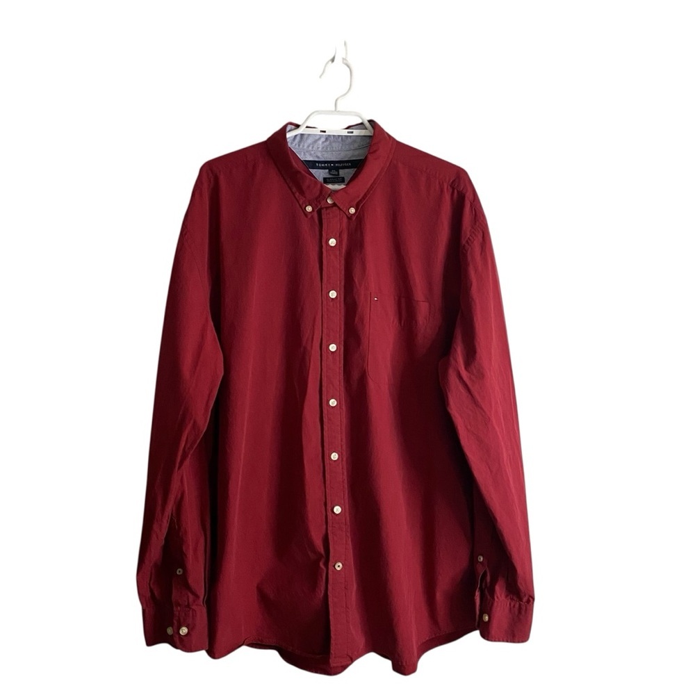 Tommy Hilfiger Men's Red Classic Fit Button-Down Shirt